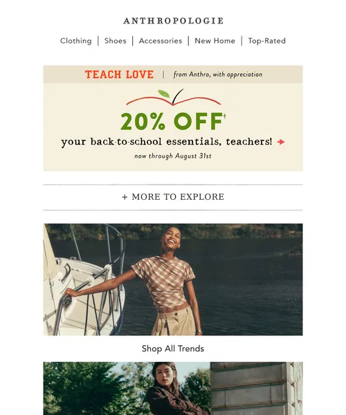 Anthropologie email layout for New styles for the scenic route