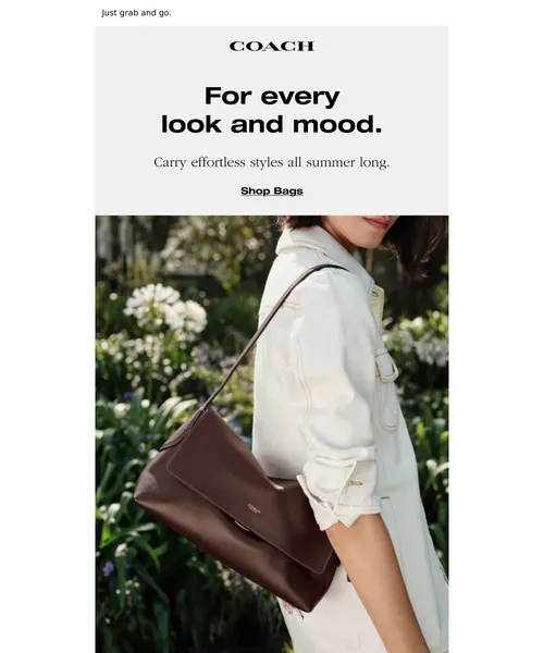 Coach email layout for Effortless styles for summer.