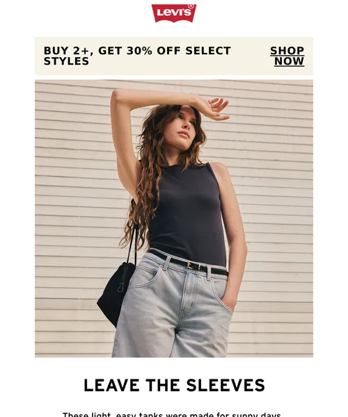 Levi's email layout for Tank tops we’re loving for summer