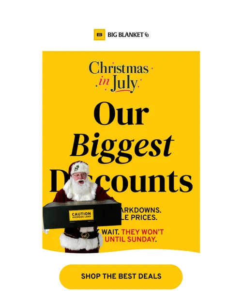 Big Blanket Co email layout for The Deals Everyone's Missing 👀
