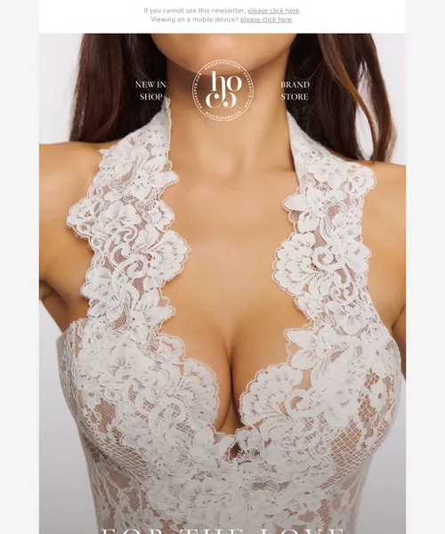 House of CB email layout for For the love of lace 🎀