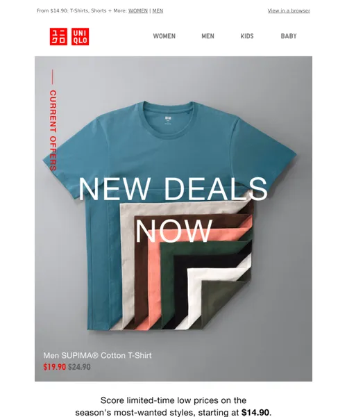 Uniqlo email layout for NEW DEALS right this way...