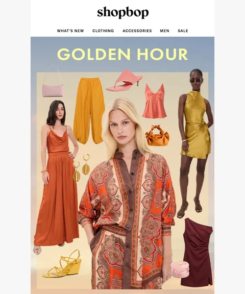 ShopBop email layout for From afternoon to aperitivos🍹