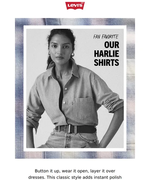 Levi's email layout for The shirt that does it all