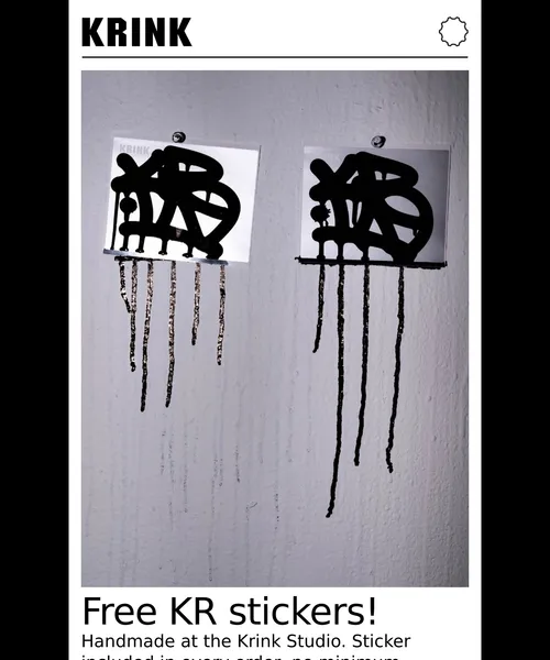 Krink email layout for Free handmade sticker!