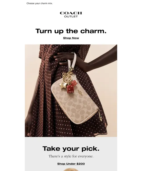 Coach email layout for Make our bag distinctly yours.