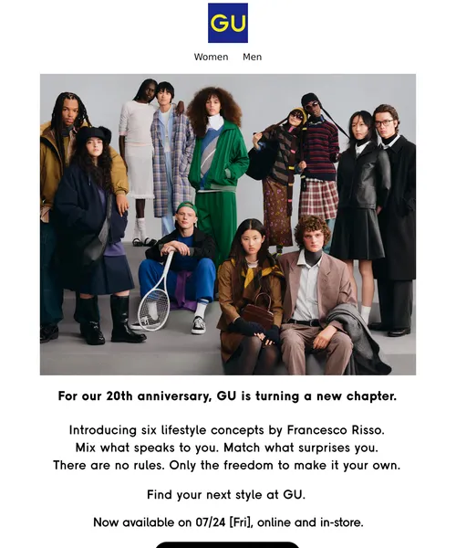 GU email layout for The Next Chapter of GU Is Here