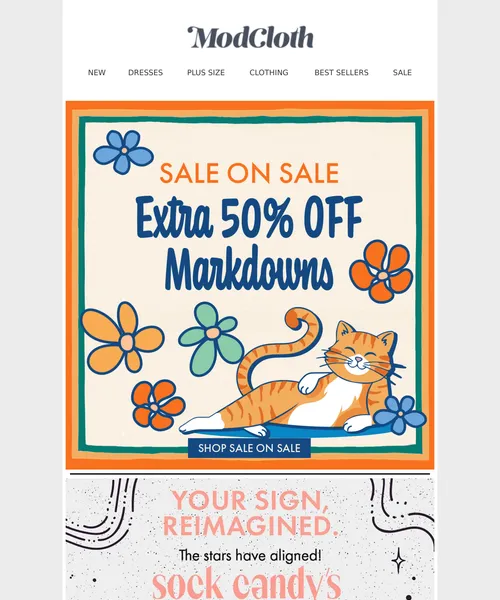 ModCloth email layout for Extra, extra—read all about it!