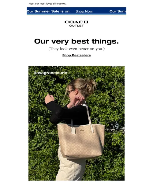 Coach email layout for Bestselling bags for every moment.