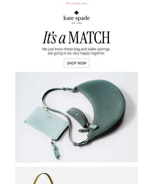 Kate Spade email layout for Our favorite kind of matchmaking