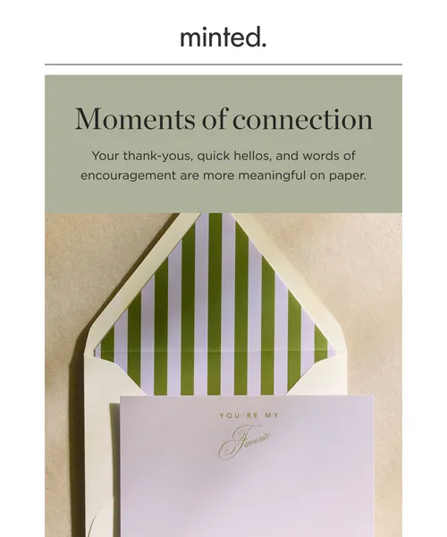 Minted email layout for Spotlight: stationery sets