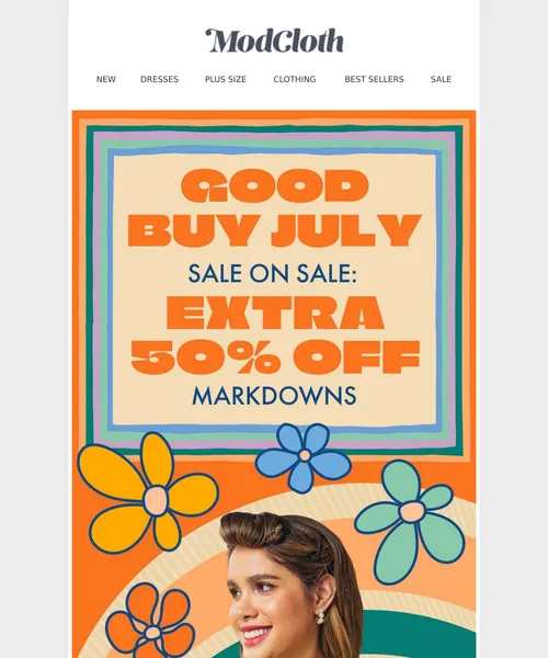 ModCloth email layout for Ending July the Extra Way!