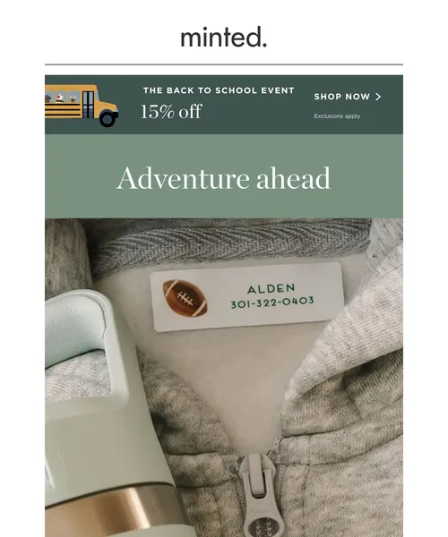 Minted email layout for New! Custom name labels