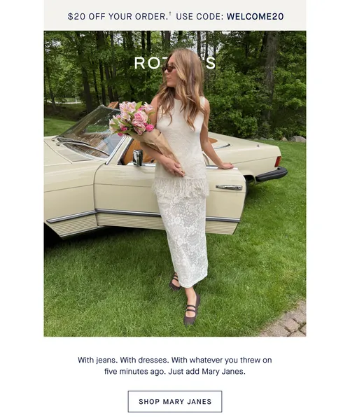 Rothy's email layout for The Mary Janes with a following.