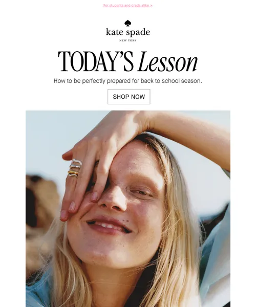 Kate Spade email layout for Back to school style inspo