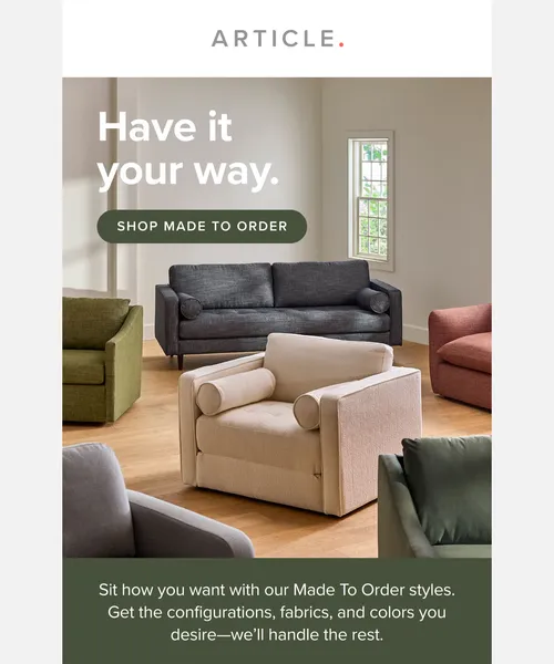 Article email layout for Tailor your living room to your tastes