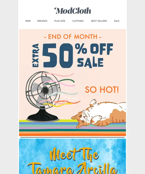 ModCloth email layout for Extra is our middle name 💖