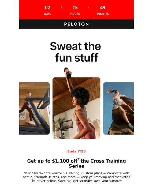Peleton email layout for It’s the final stretch of our sale