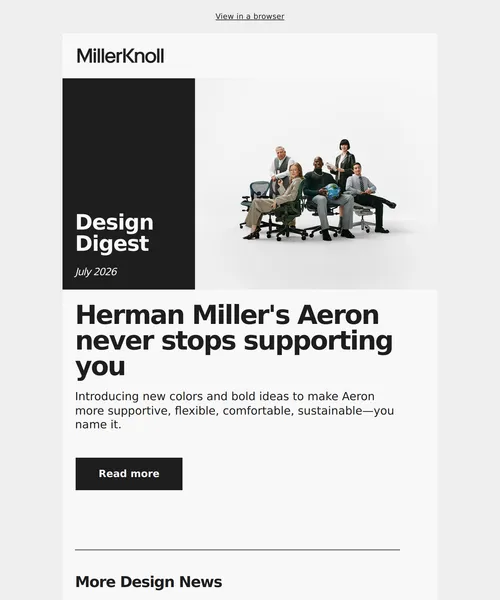 MillerKnoll email layout for MillerKnoll Design Digest: July 2026 Monthly Highlights