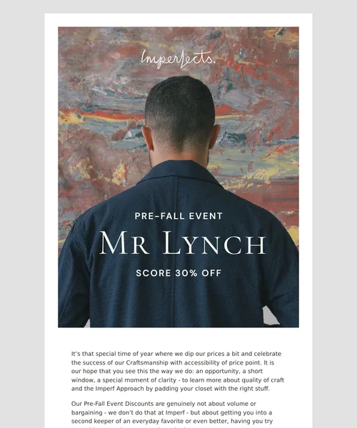 Imperfects email layout for Mr. Lynch’s Five Wings 🪽