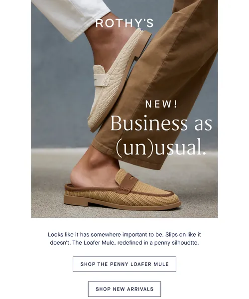 Rothy's email layout for Penny Loafer + Mule = NEW.
