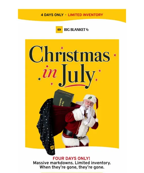 Big Blanket Co email layout for 🎄 Christmas Came Early