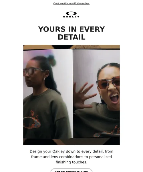 Oakley email layout for Own Every Detail