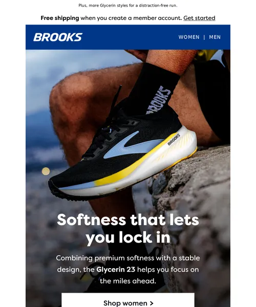 Brooks Running email layout for Go the distance in the Glycerin 23.