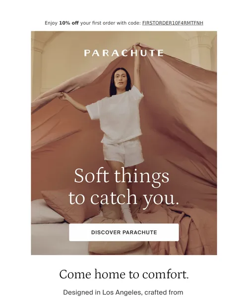 Parachute Home email layout for You're in the right place