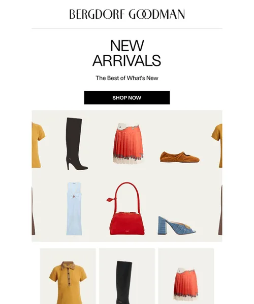 Bergdorf Goodman email layout for Newness Report: This Just In
