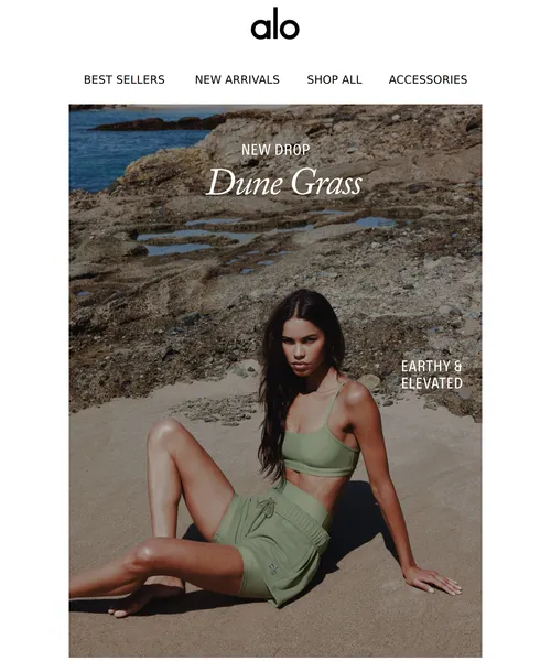 Alo email layout for New Drop: Dune Grass