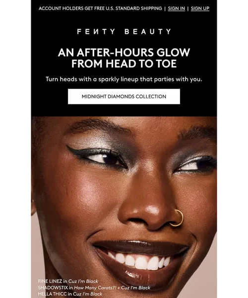 Fenty Beauty email layout for (No Subject)