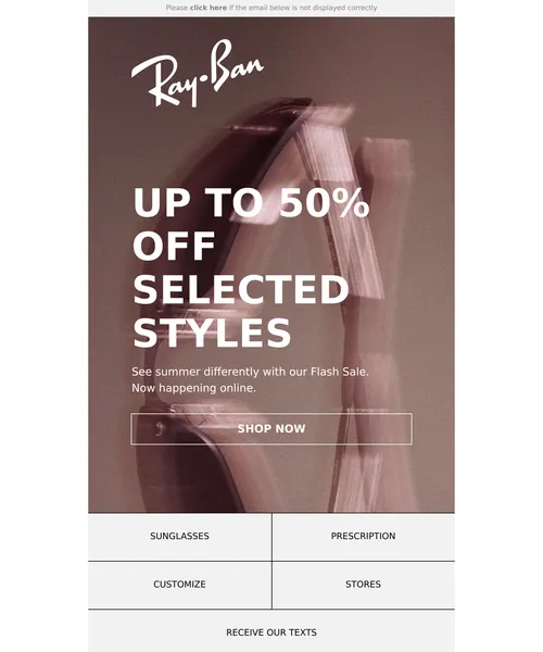 Ray-Ban email layout for (No Subject)