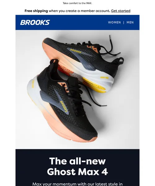 Brooks Running email layout for The new Ghost Max 4 is here!