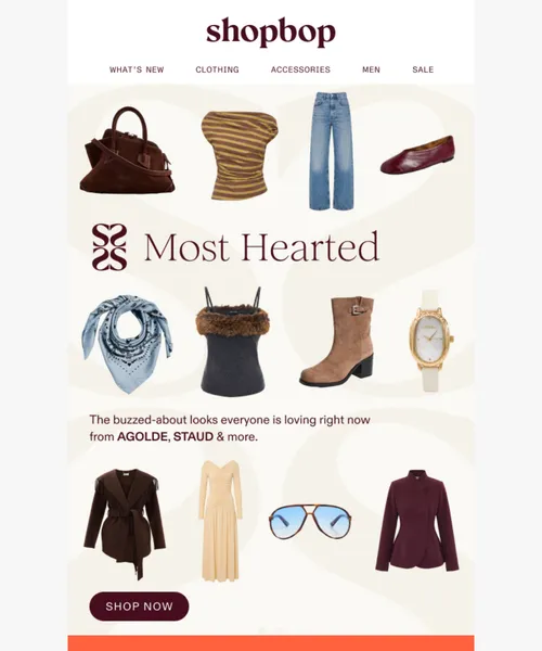 ShopBop email layout for The striped top getting all the ❤️