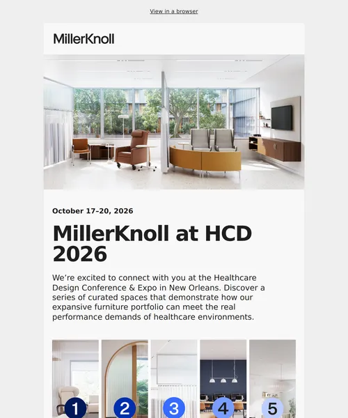 MillerKnoll email layout for Experience MillerKnoll at Healthcare Design