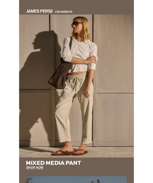 James Perce email layout for Mixed Media Straight Pant