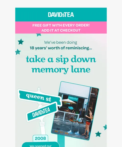 David's Tea email layout for 18% off BIRTHDAY FLASH SALE 🥳