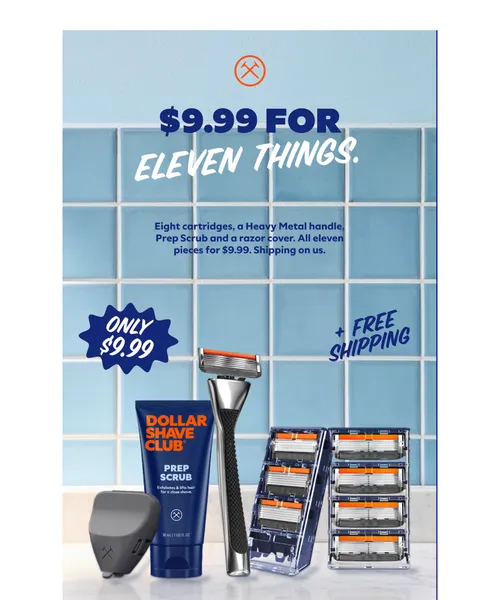 Dollar Shave Club email layout for More pieces than dollars.