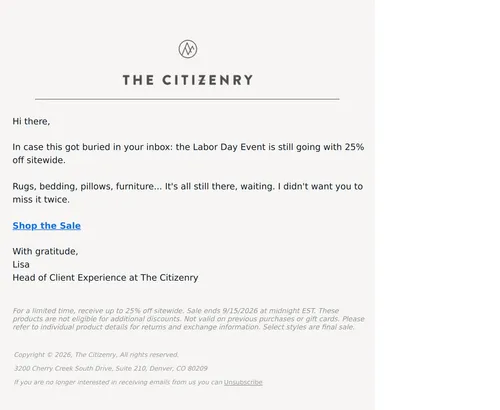 The Citizenry email layout for In case you missed it