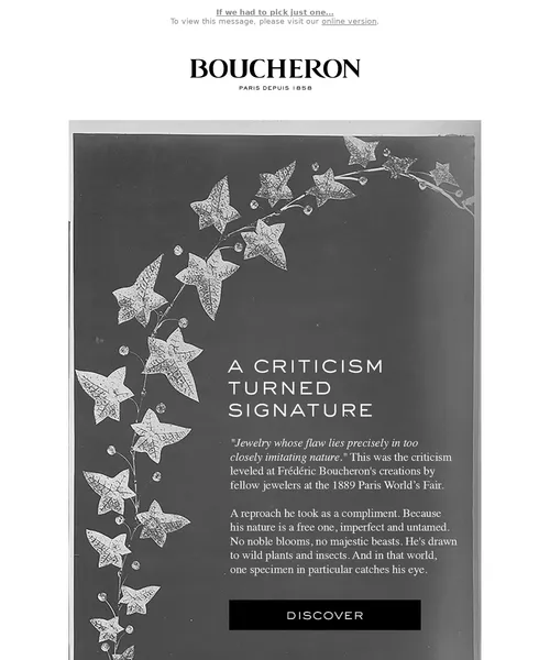 Boucheron email layout for Weeds