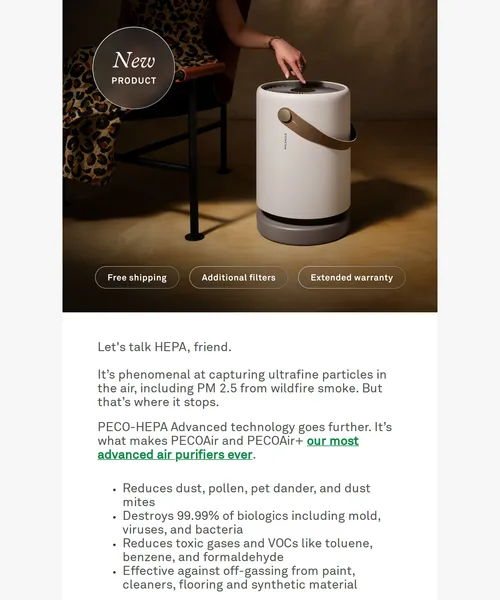 Molekule email layout for Our Most Advanced Tech Yet