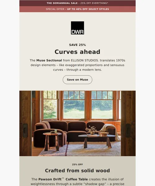 Design Within Reach email layout for (No Subject)