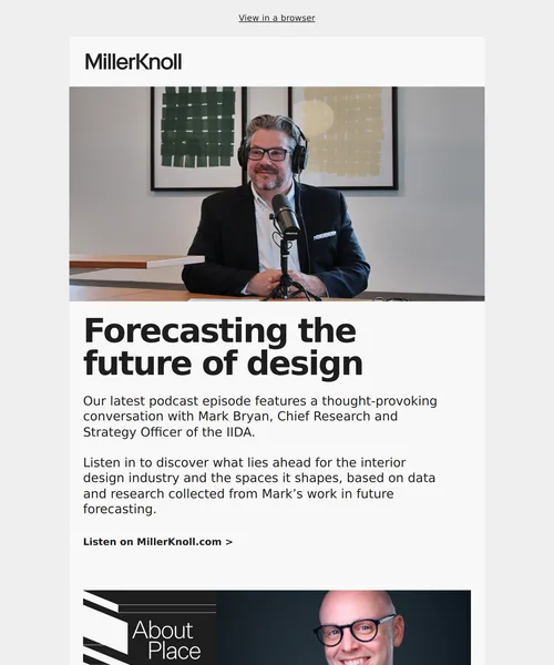 MillerKnoll email layout for What do current trends signal about the future of design?