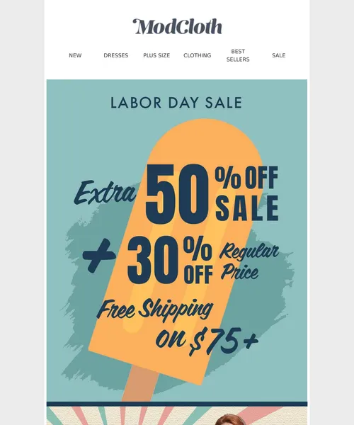 ModCloth email layout for Labor Day Sale Is Still Going!