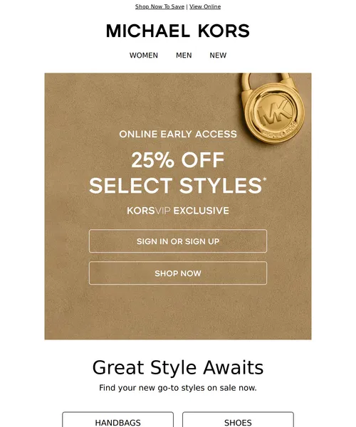Michael Kors email layout for (No Subject)