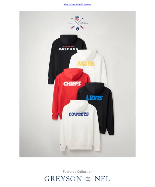 Greyson Clothiers email layout for Greyson for the NFL