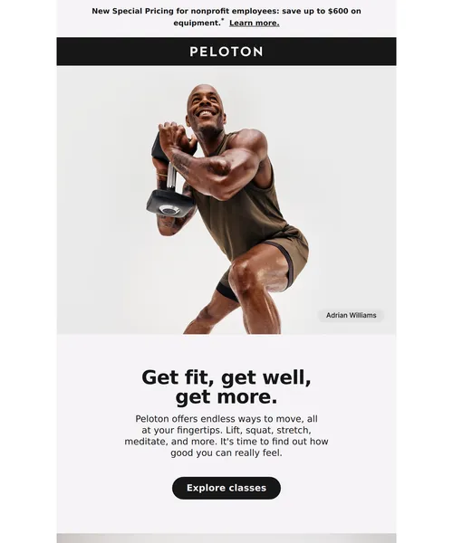 Peleton email layout for (No Subject)