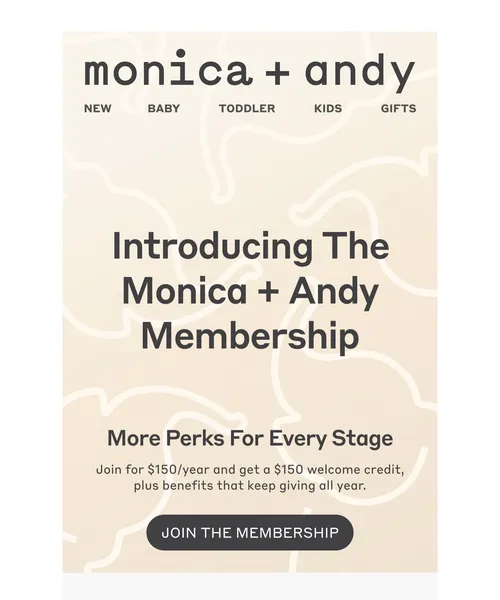 Monica + Andy email layout for Meet Monica + Andy Membership ✨