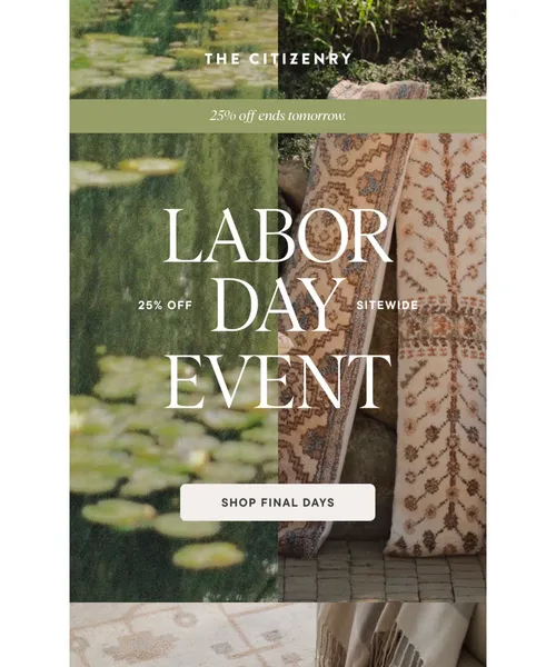The Citizenry email layout for The final days of 25% off